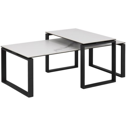 Contemporary Occasional Katrine Coffee Table Set Glass/Ceramic Light Contemporary Occasional Katrine Coffee Table Set Glass/Ceramic Light
