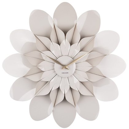 Present Time Home Decor Wall Clock Flower Warm Grey