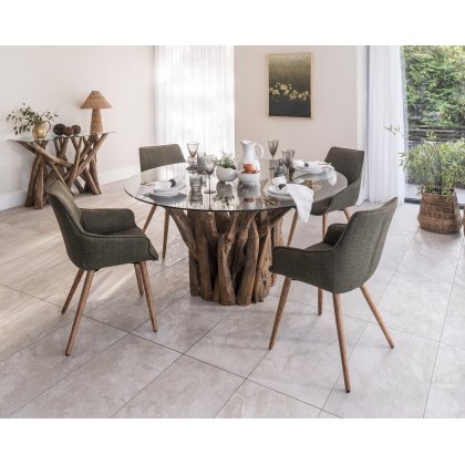 Woodland 160cm Round Dining Table (10mm Glass)